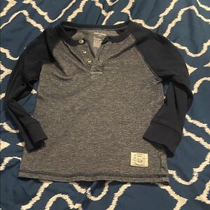 GAP Dark Blue and Heather Gray Kids Henley Shirt